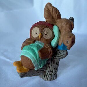 Hallmark Owliver Owl & Squirrel Ornament 1993 Collectible Hand-Painted Figurine